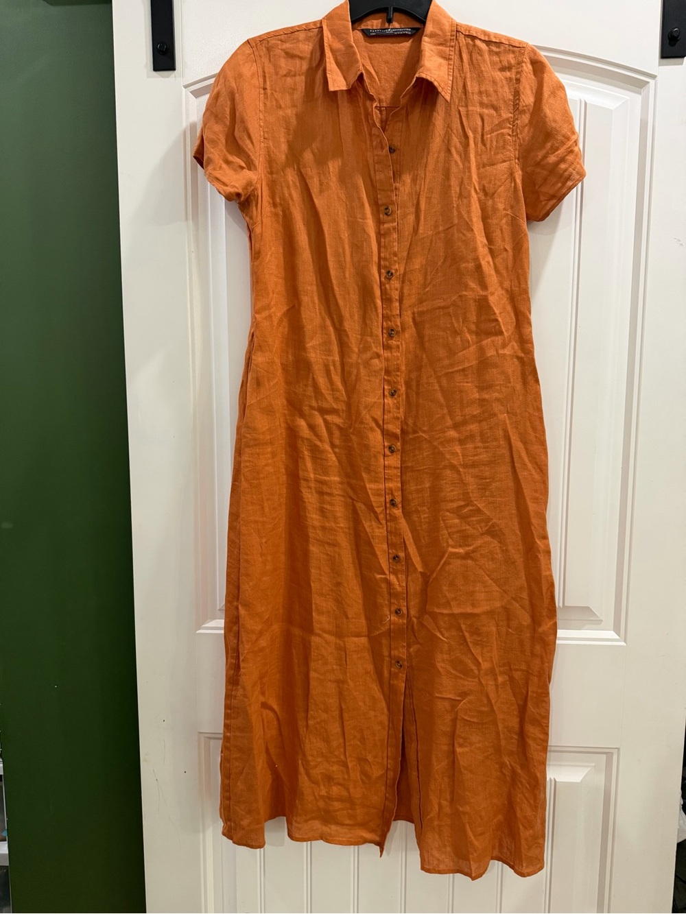 Peruvian Connection Orange Button-Front Maxi Dress